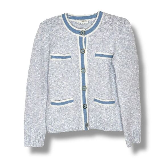 J. CREW Marled Sweater Lady Jacket Lilac Seascape White Cardigan Women’s Size XS - Picture 4 of 10